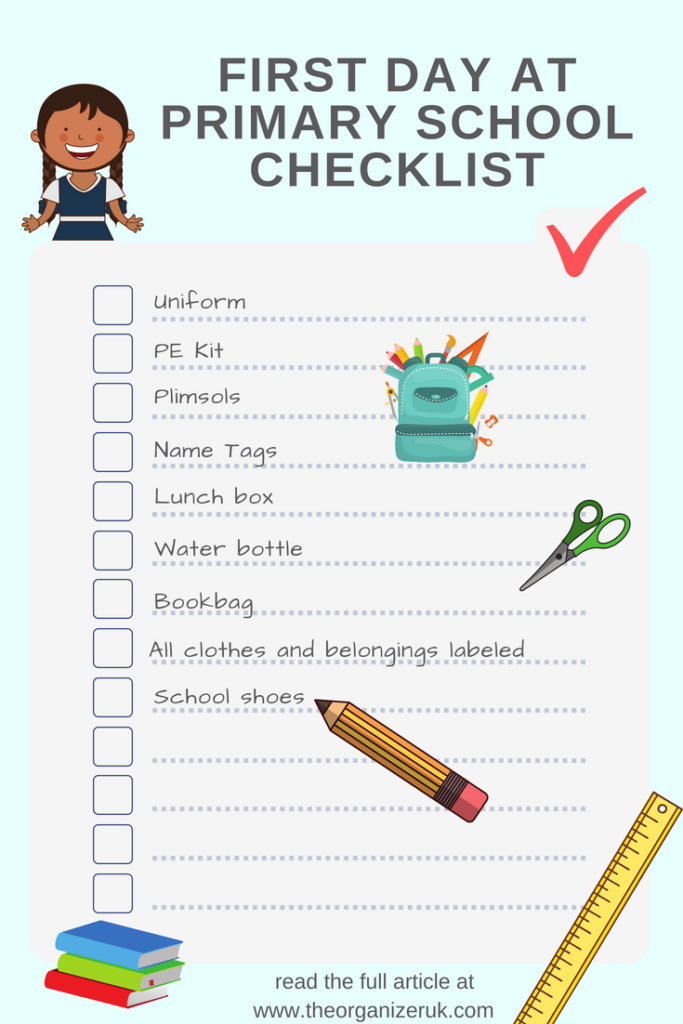first day at school checklist