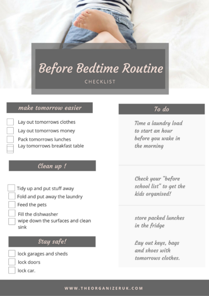 BEFORE BEDTIME ROUTINE