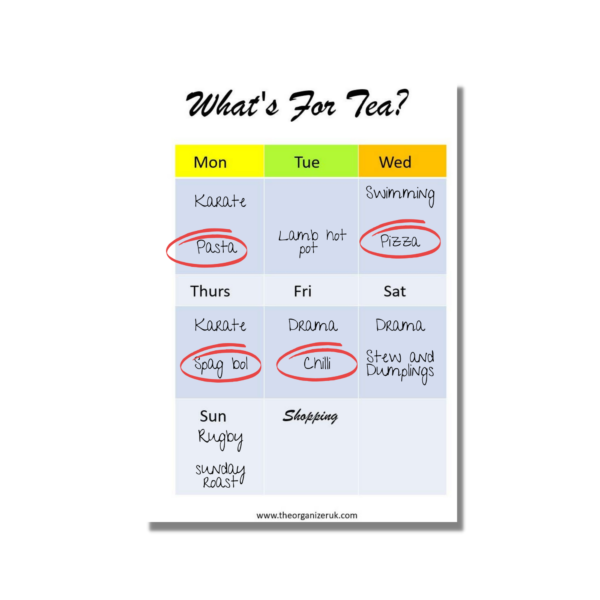 weekly meal planner template 
