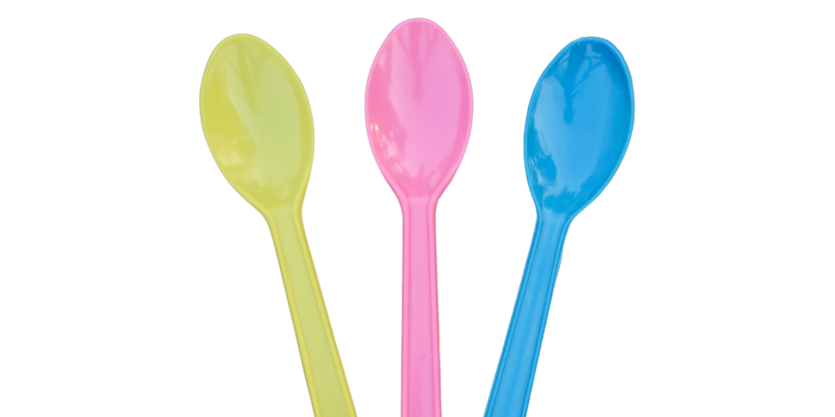 three plastic spoons 