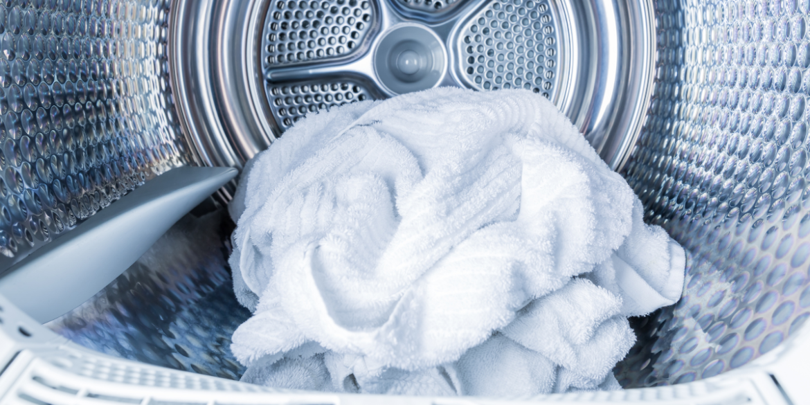 white wet towel in dryer